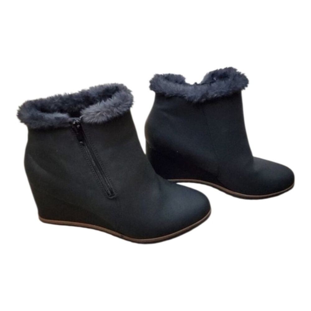 NATURALIZER faux fur‎ trimmed hidden wedge super comfy boots size 10 new!!!!
